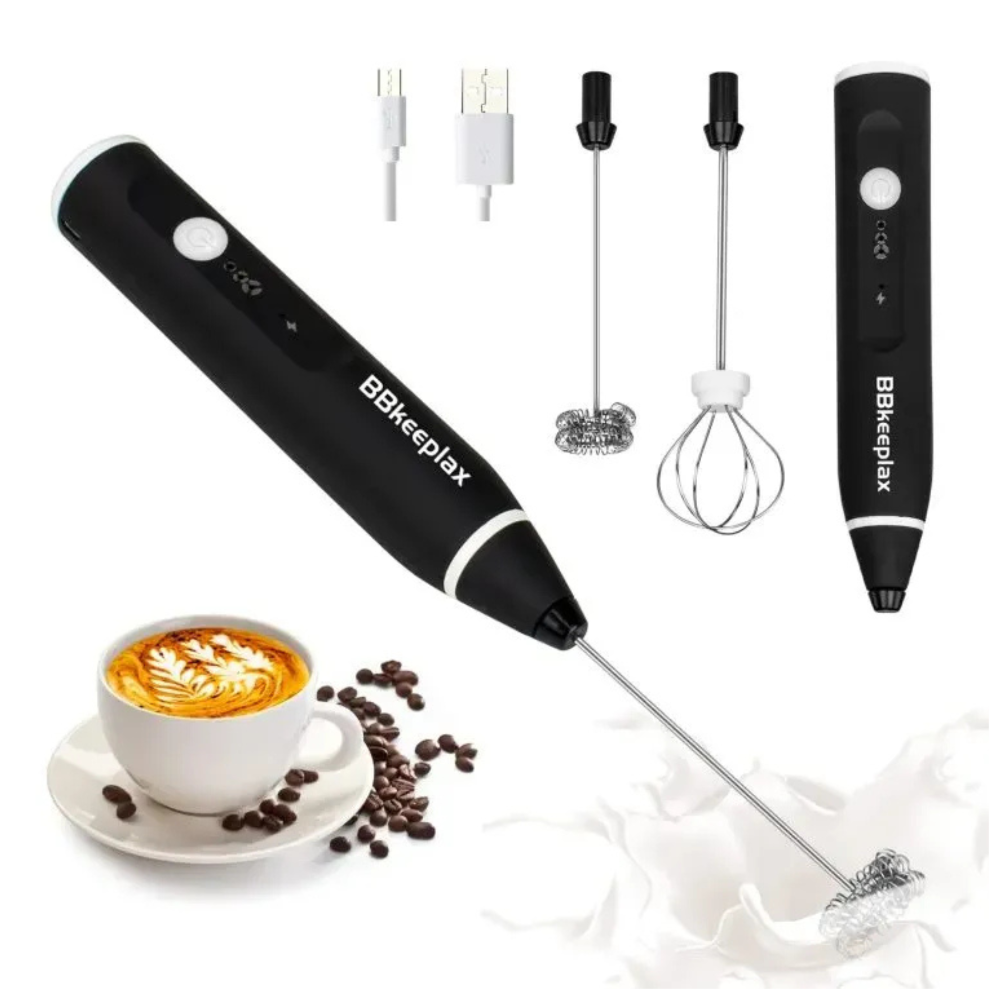 2-in-1 Rechargeable Coffee Beater – Electric Milk Frother & Coffee Mixer