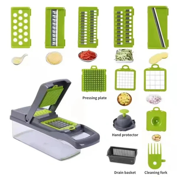 16-in-1 Multifunctional Vegetable Cutter – Manual Food Slicer, Grater & Chopper
